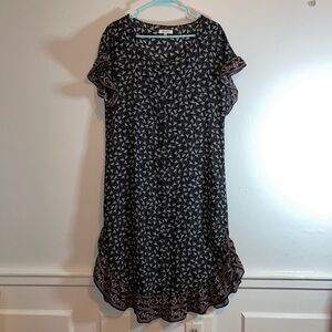 Max studio Black & floral Ruffled Dress Size S